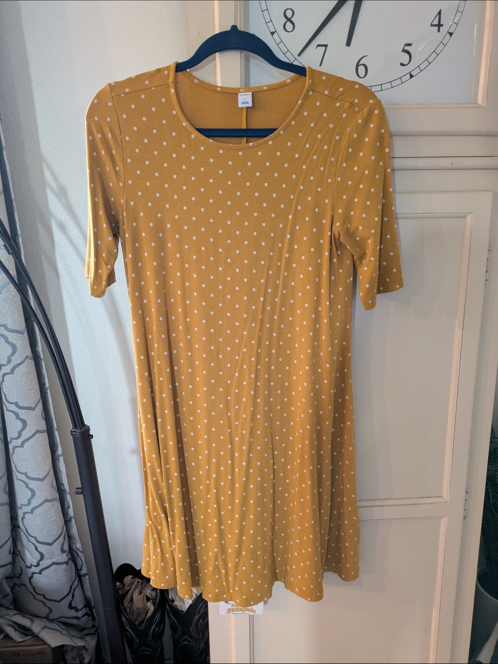 Old Navy Mustard Polka Dot Midi Dress
